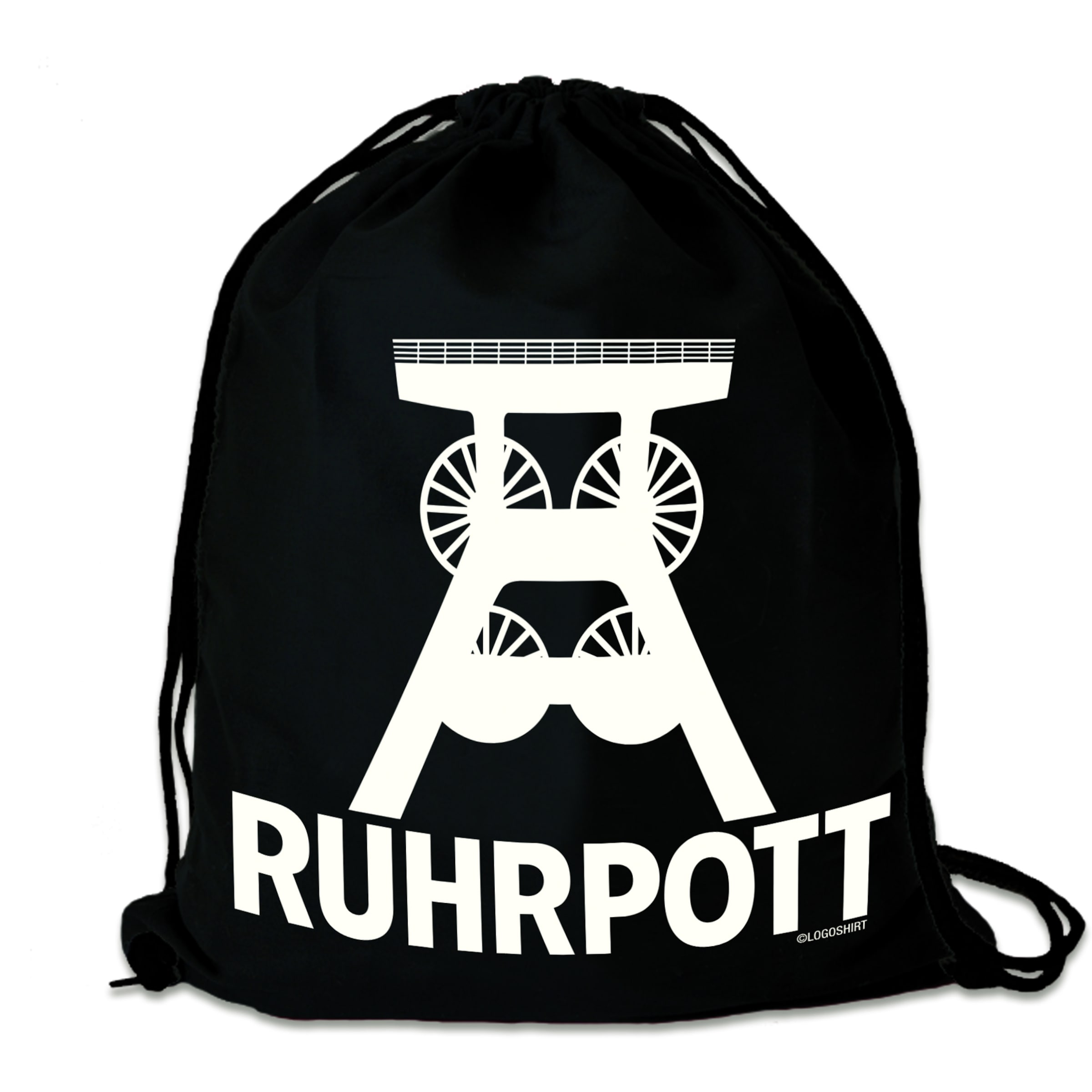LOGOSHIRT Turnbeutel 'Ruhrpott' in Schwarz: Vorderseite