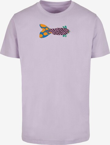 Merchcode T-Shirt 'Yellow Submarine - Fish No. 1' in Lila: predná strana