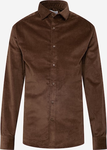 Bruun & Stengade Button Up Shirt 'Kongsberg' in Brown: front