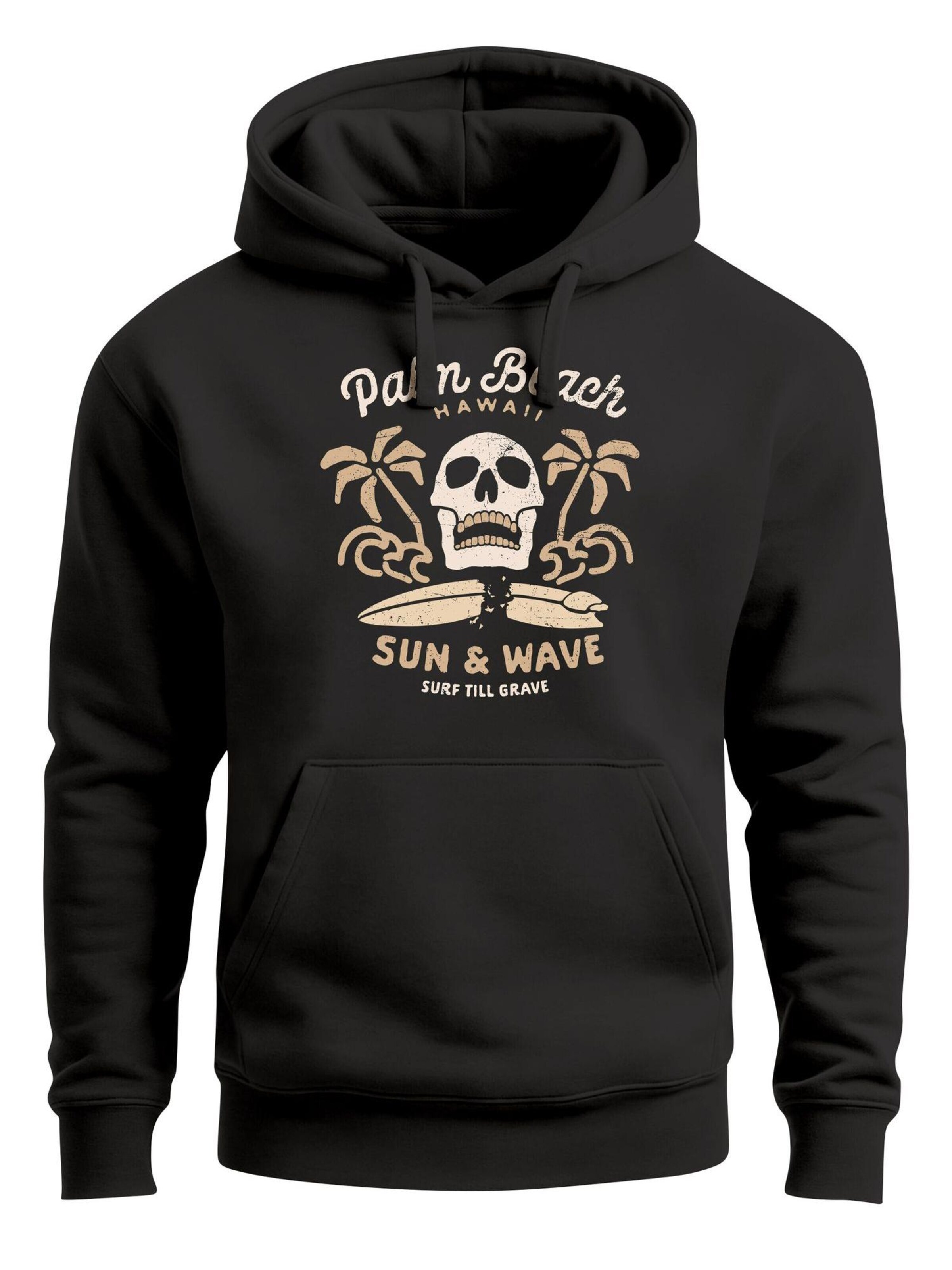 Neverless Sweatshirt 'Skull Surfing' in Black: front
