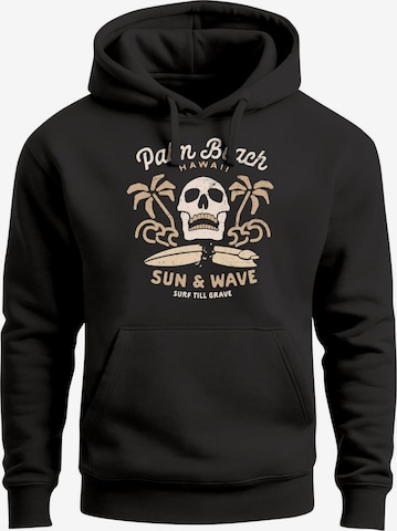 Neverless Sweatshirt 'Skull Surfing' in Black: front
