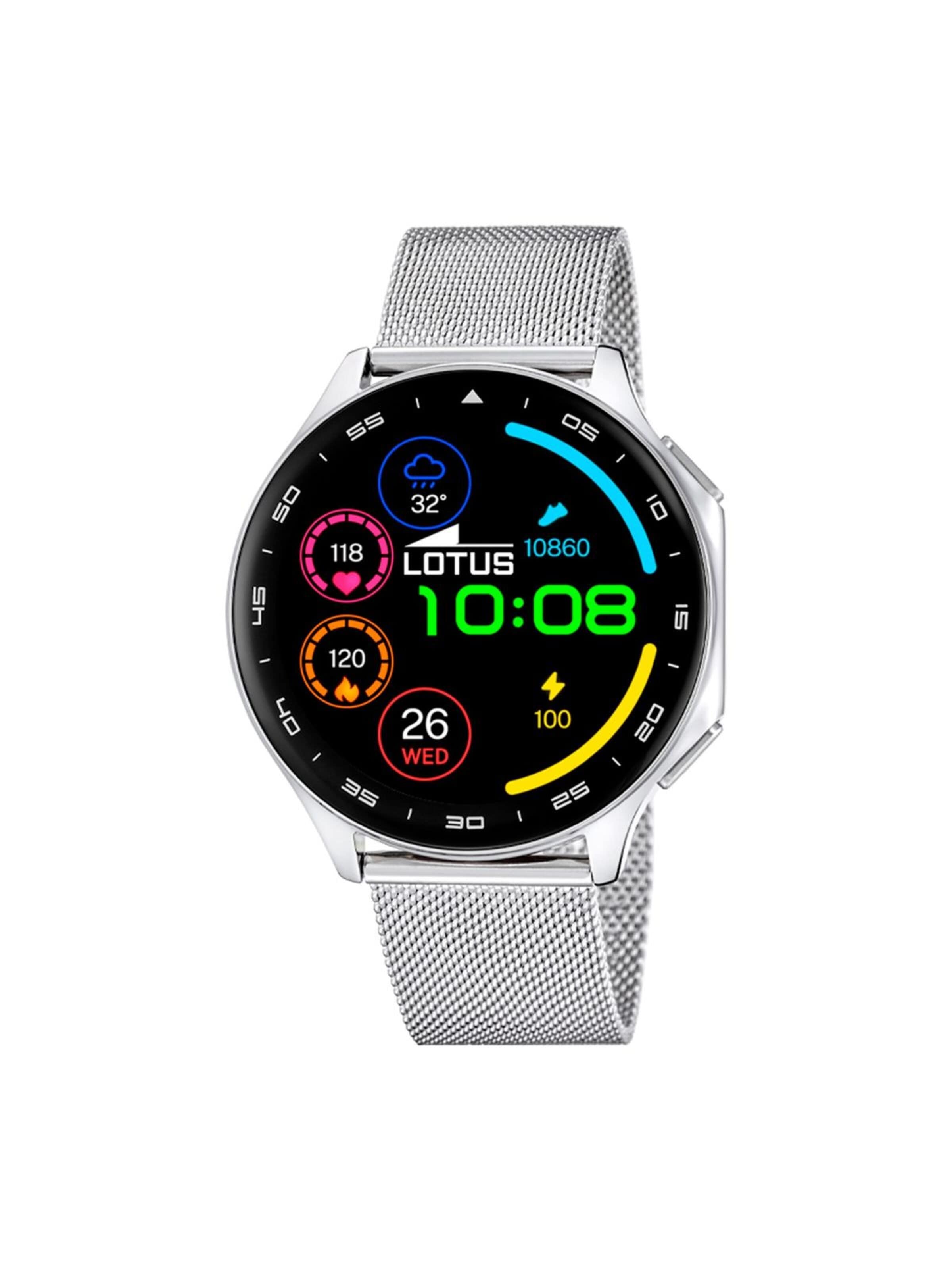 Montre digitale Lotus en argent : devant