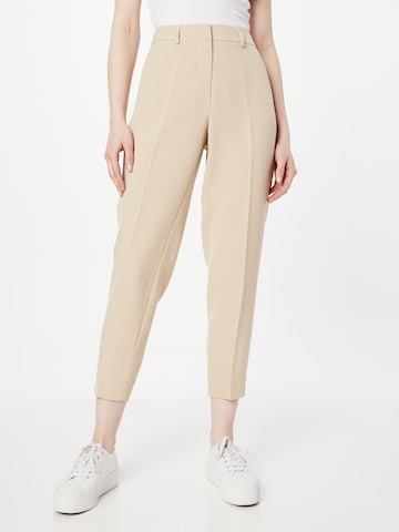 TAIFUN Tapered Pleated Pants in Beige: front