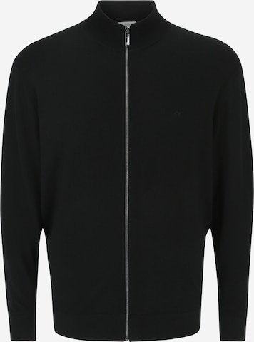 Calvin Klein Big & Tall Πλεκτή ζακέτα σε μαύρο: μπροστά