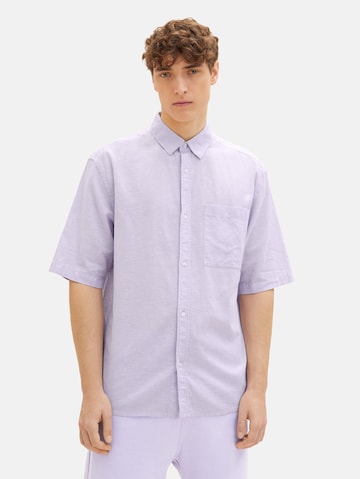 TOM TAILOR DENIM Comfort fit Button Up Shirt in Purple: front