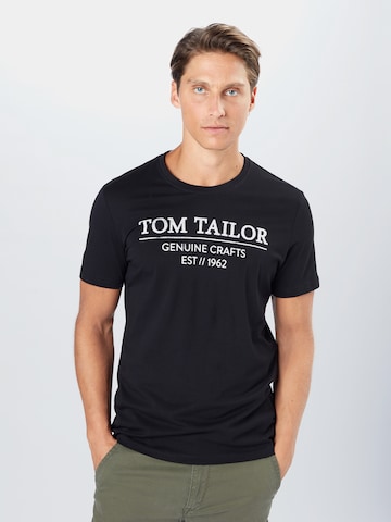 TOM TAILORRegular Fit Majica - crna boja: prednji dio