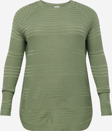 ONLY Carmakoma Sweater 'NEW AIR' in Green: front