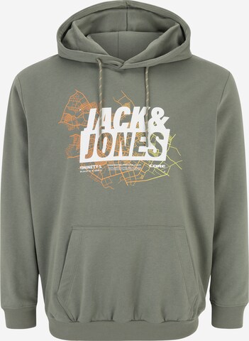 Sweat-shirt 'MAP' Jack & Jones Plus en vert : devant