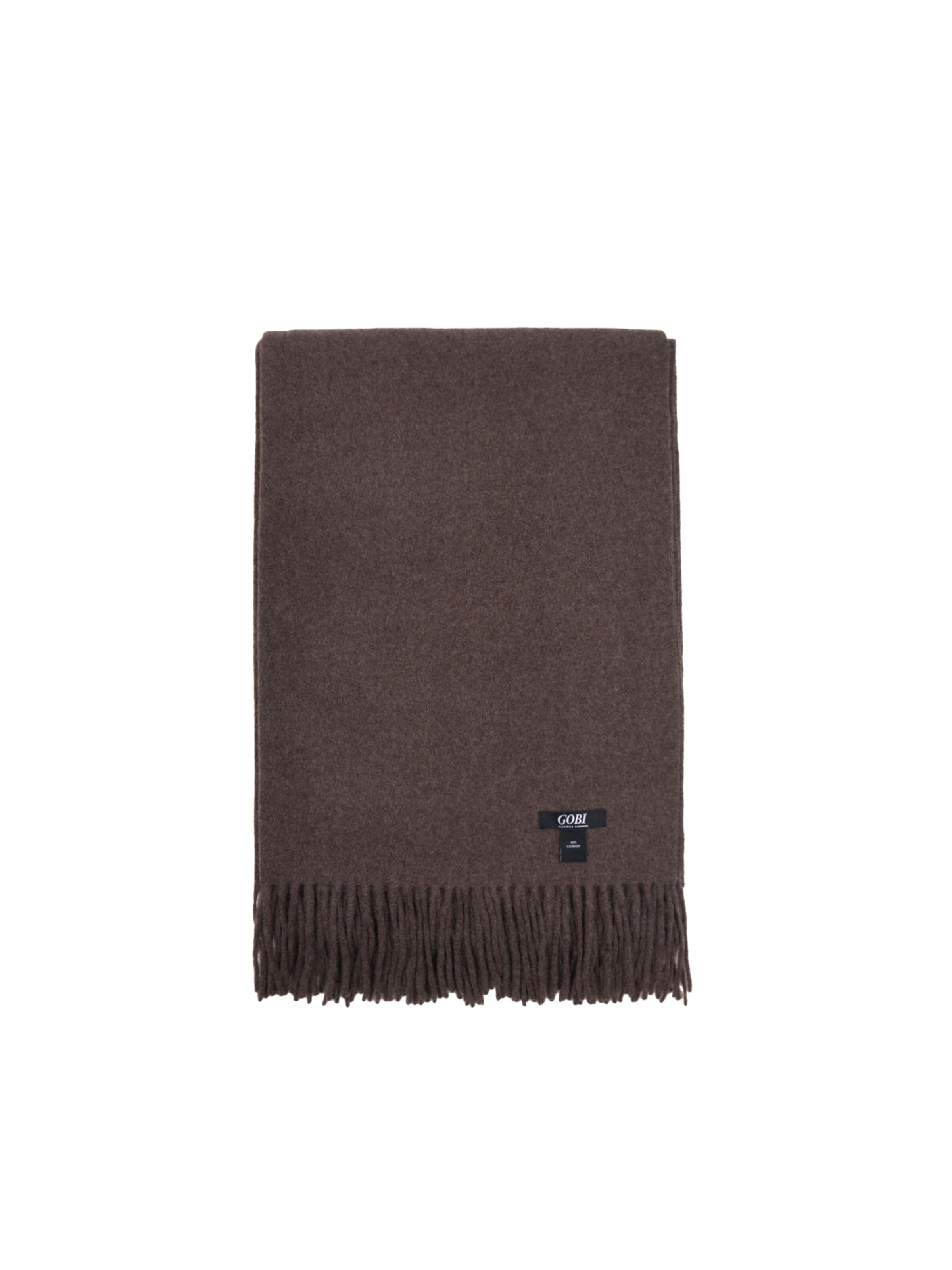 GOBI Cashmere Halsduk 'Unisex Cashmere Fringed Scarf' i brun: framsida