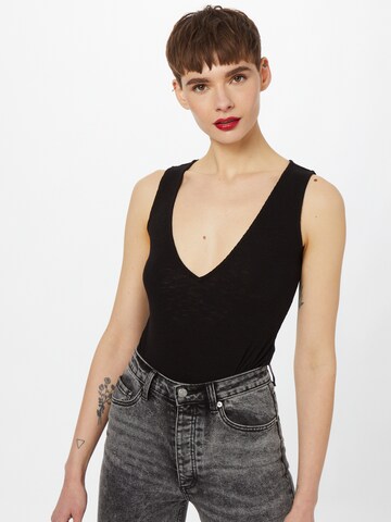 GLAMOROUS Shirt Bodysuit in Black: front