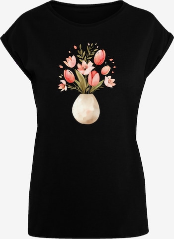 T-shirt 'Rosa Frühlingsblumenstrauß In Vase' F4NT4STIC en noir : devant