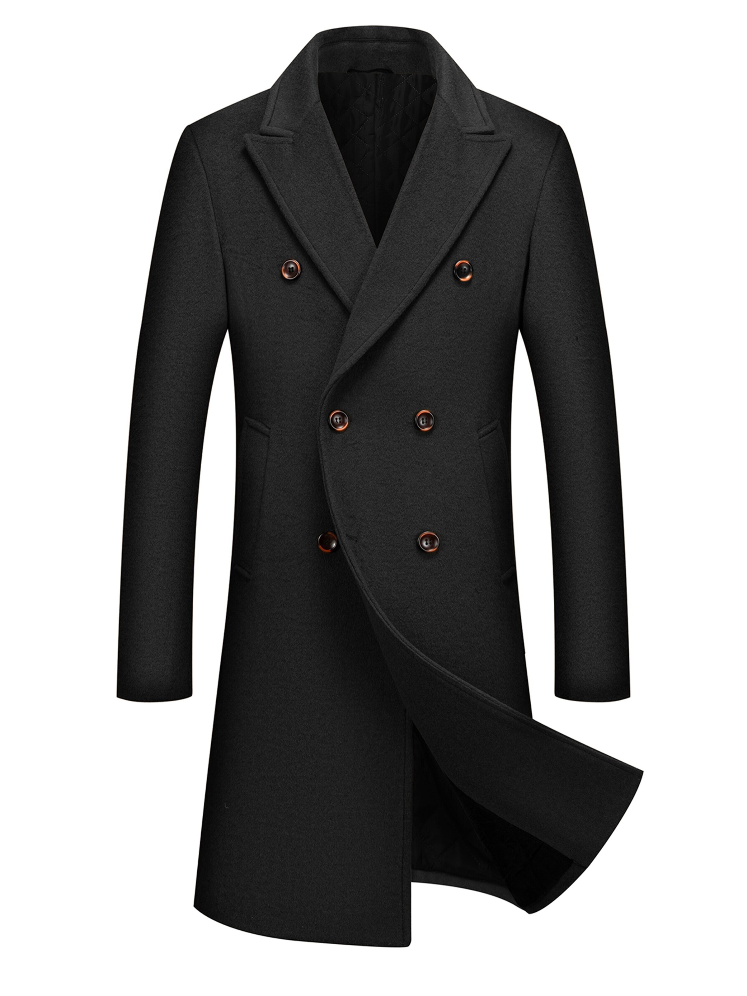 ALLTHEMEN Winterjas 'Gewebe' in Zwart