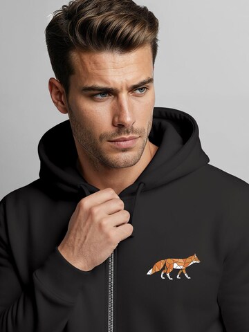 Neverless Zip-Up Hoodie 'Fuchs Polygon' in Black