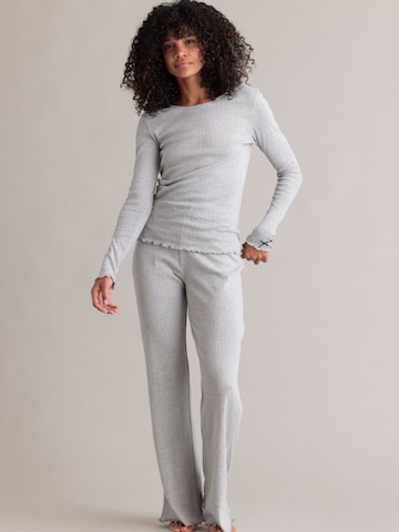 Pyjama 'Longsleeve Shirt Pointelle' Hey Honey en gris : devant