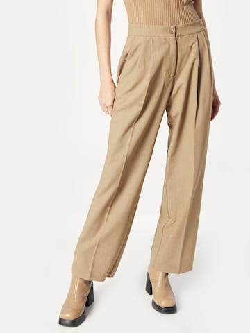 rosemunde Wide leg Pleat-Front Pants in Brown: front