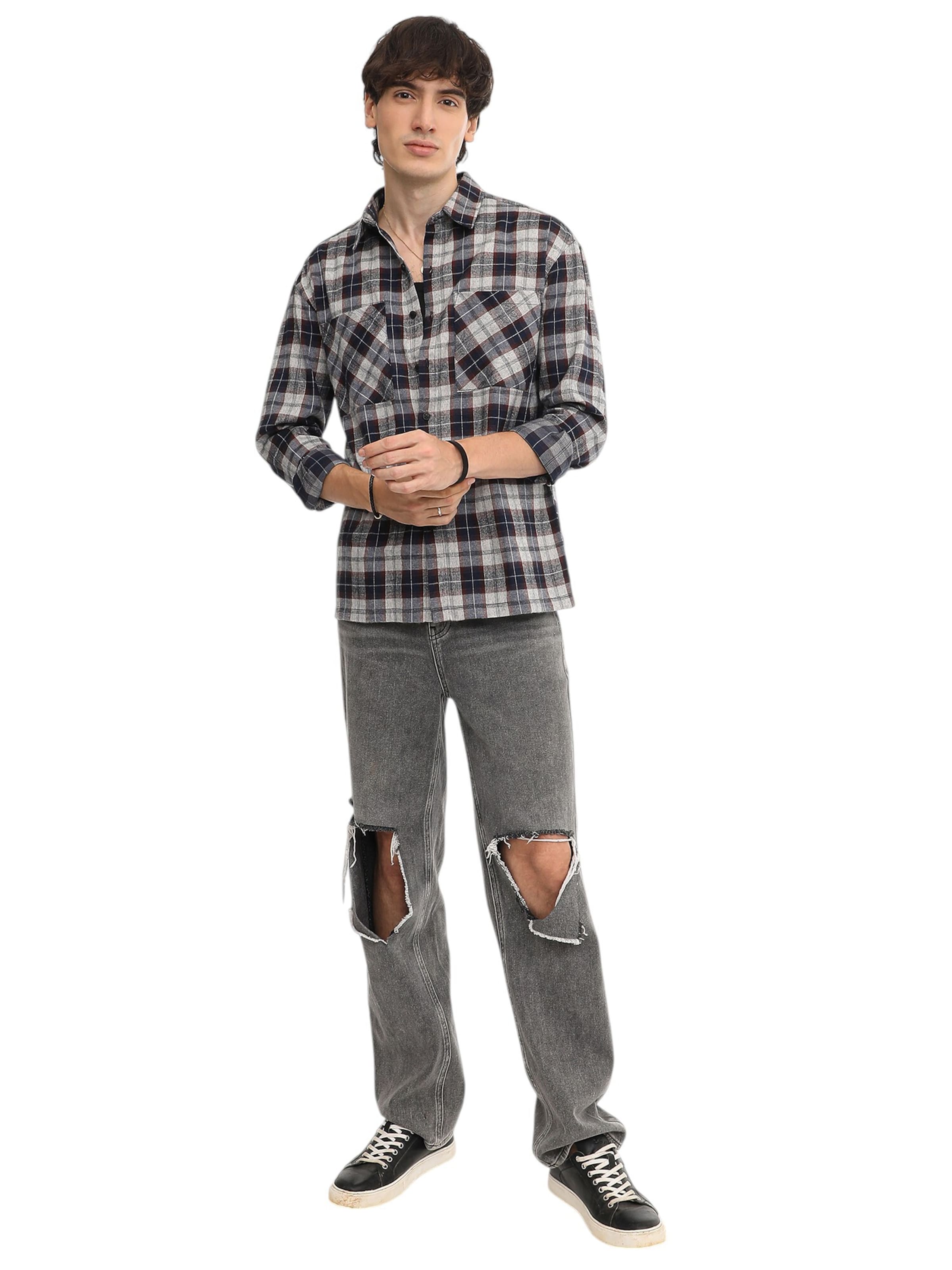 pelēks Campus Sutra Standarta piegriezums Krekls 'Tawnie'