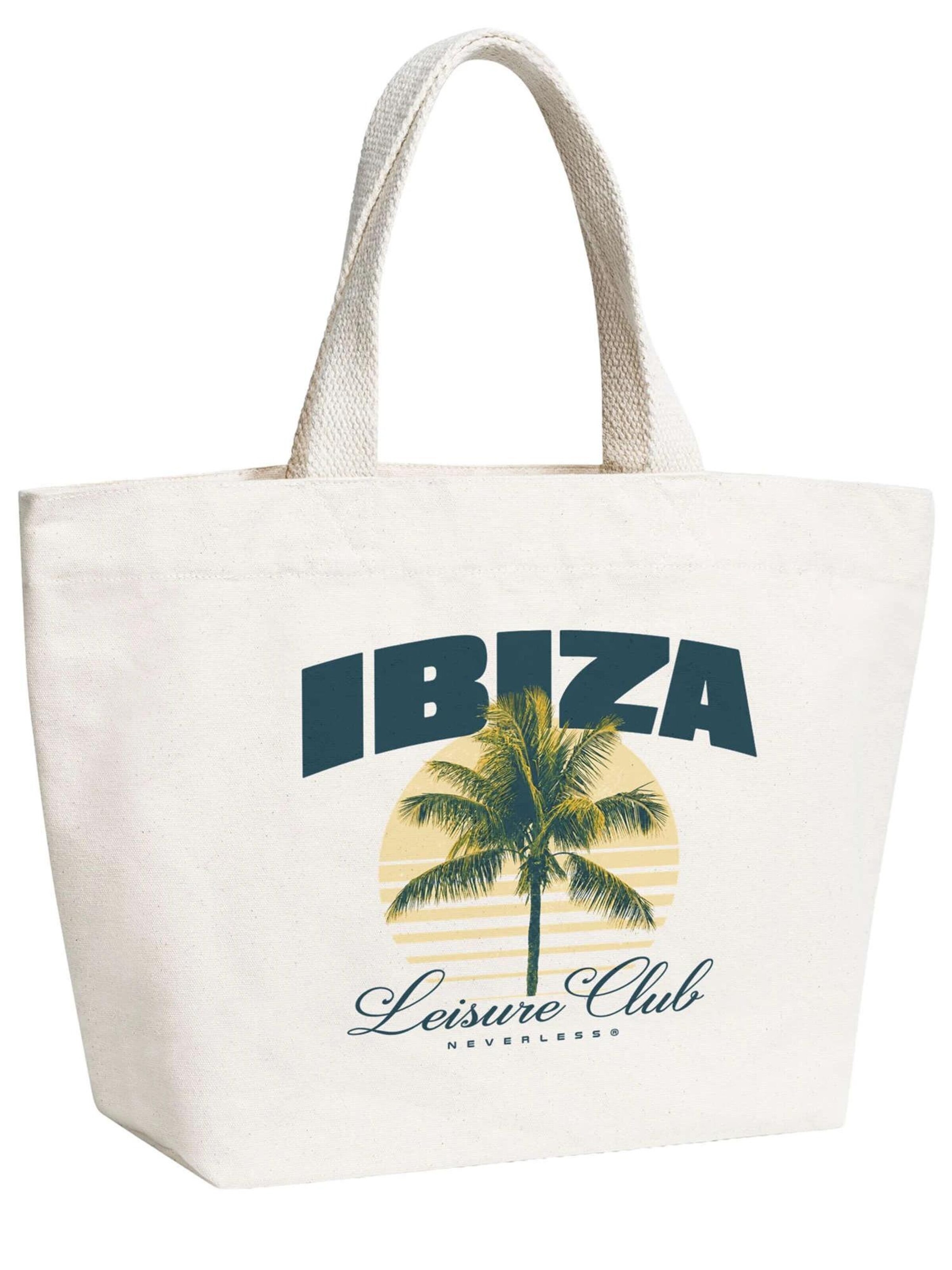 Neverless Strandtasche 'Ibiza Leisure Club'‌‌‌‌ in Beige: Vorderseite