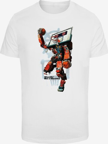 Maglietta ' Bball Robot' di Mister Tee in bianco: frontale