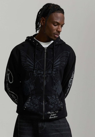 Ed Hardy Sweatjacka ' Love Kills' i svart: framsida