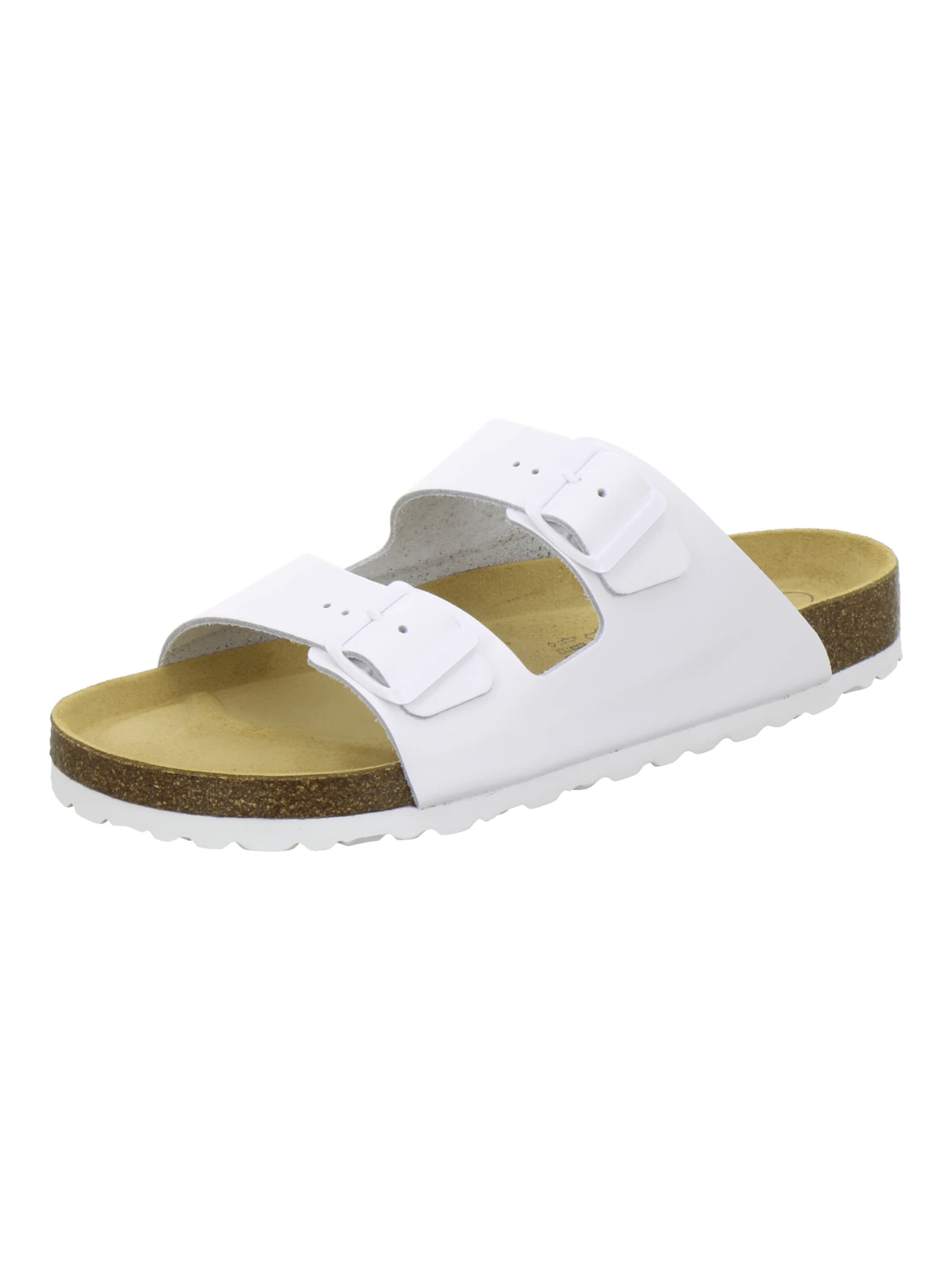 AFS-Schuhe - Zapatos abiertos 'Pantoletten Herren Zweischnaller weiß Glattleder' en blanco: frente