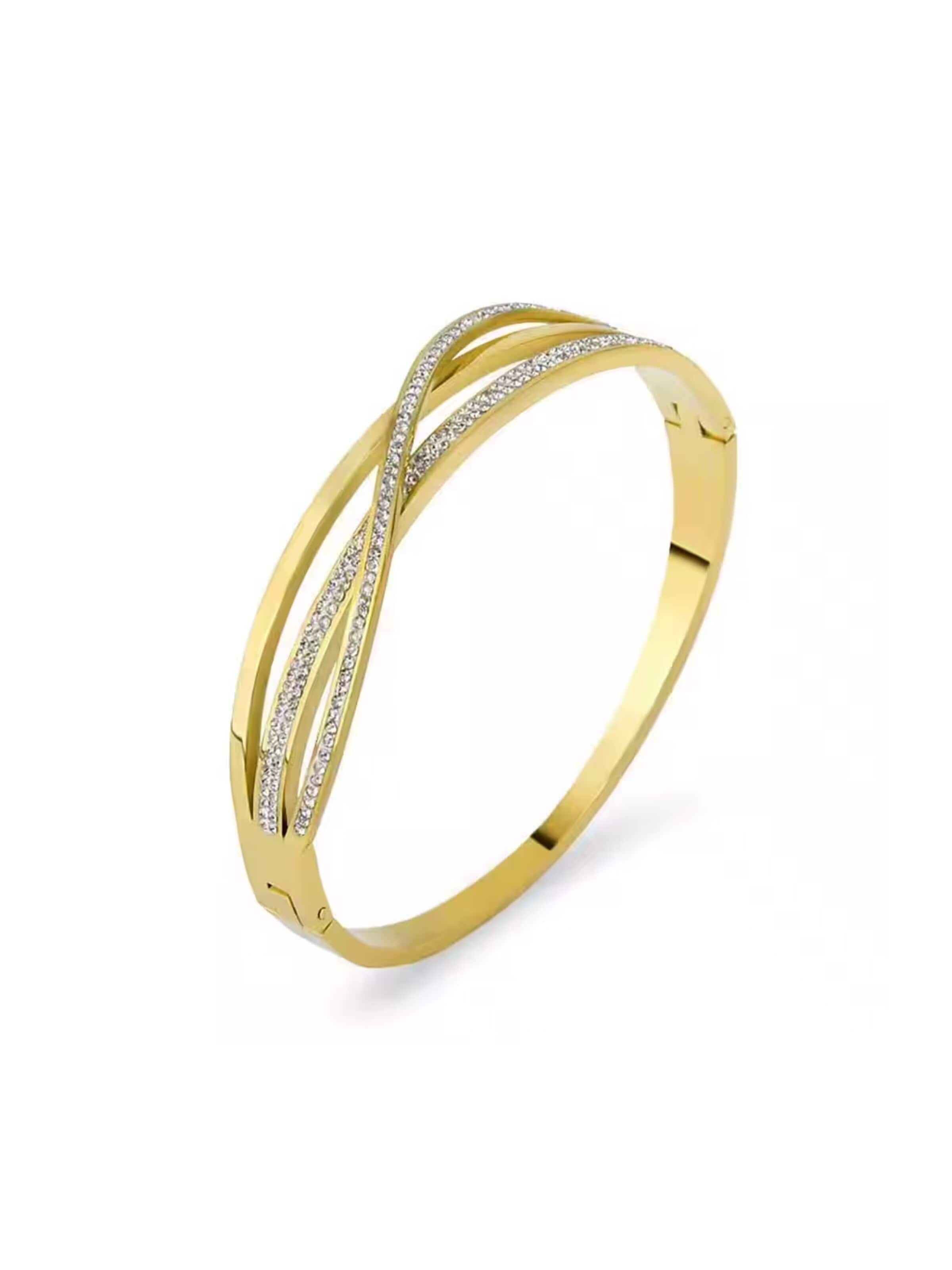 ROUGEMONT Jewellery Armband 'Moderner Damen Armreif mit Zirkonia Besatz 18cm'‌‌‌‌‌‌‌‌ in Gold: Vorderseite
