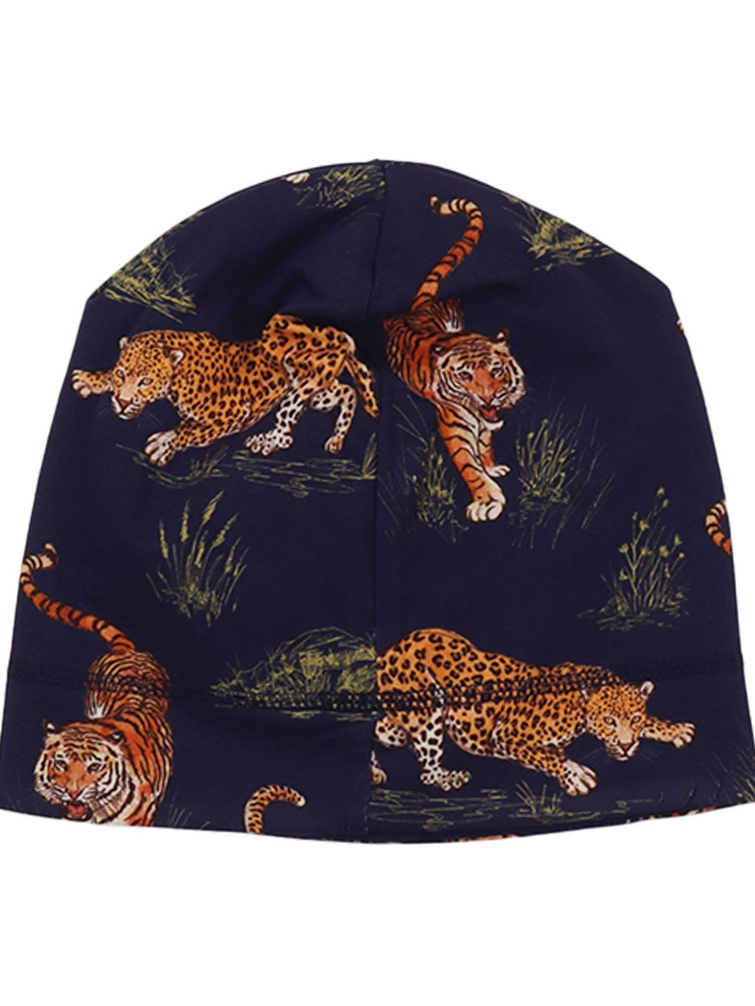 Walkiddy Mütze 'Walkiddy - Tigers and Leopards Beanie'‌‌‌ in Blau: Vorderseite