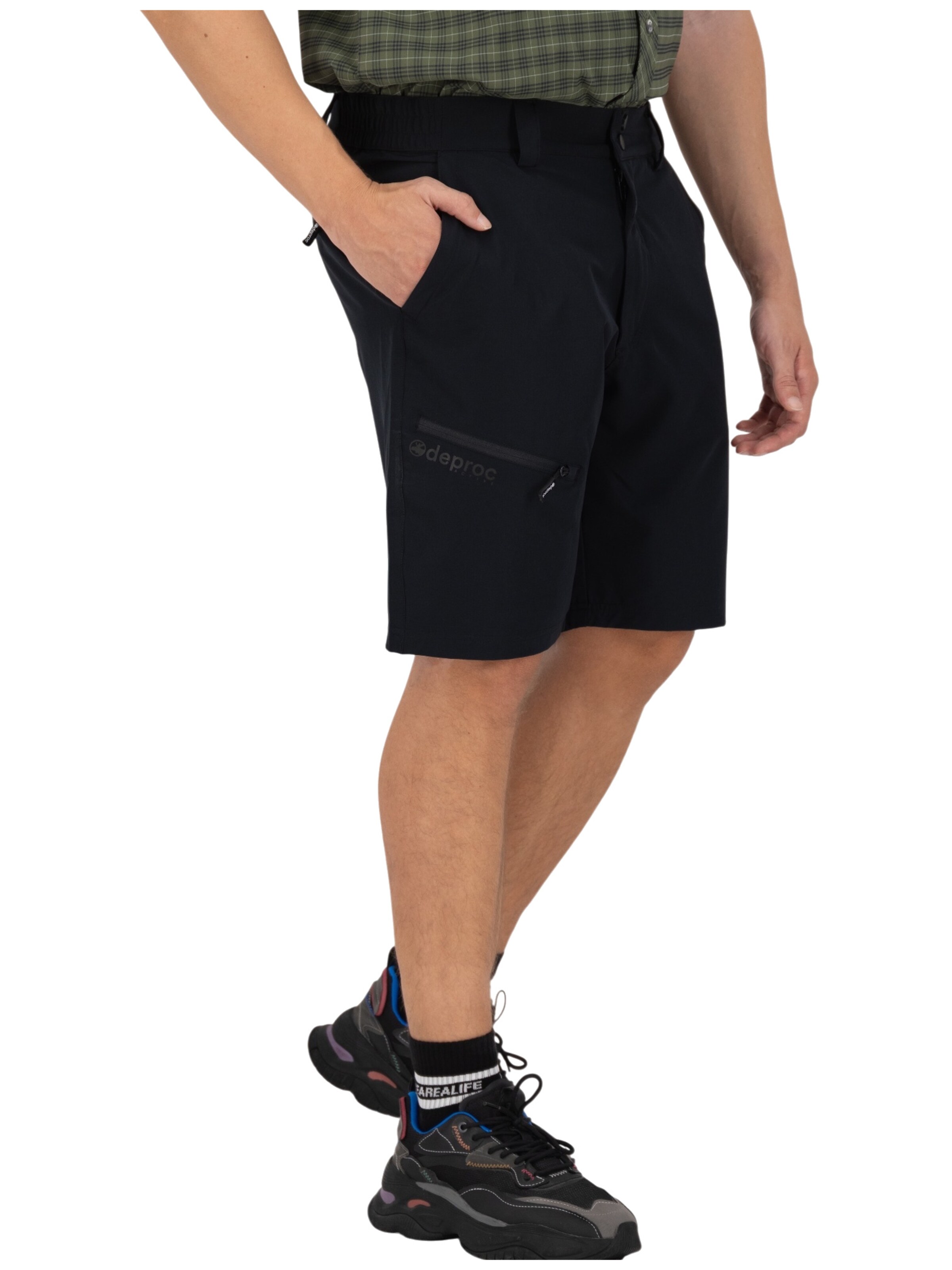 deproc Slimfit Udendørsbukser 'Trekkingshorts Kentville MEN Bermuda Outdoorhose Funktionshose Shorts' i sort