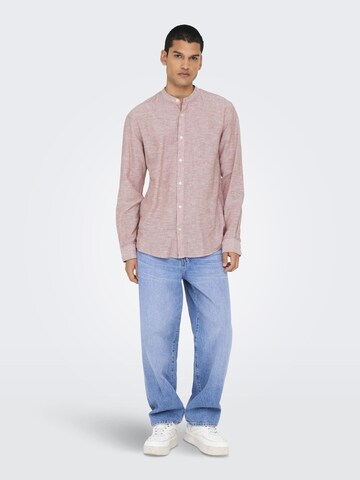 Only & Sons Slim Fit Hemd 'ONSCaiden' in Braun