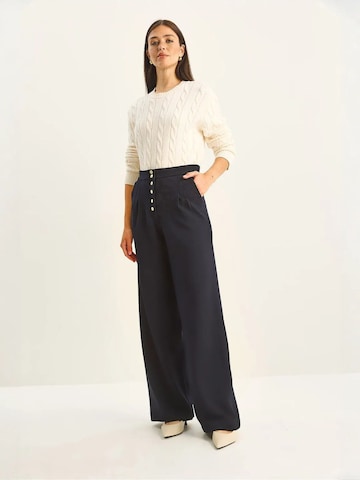 Bianco Lucci Wide leg Bandplooibroek in Blauw