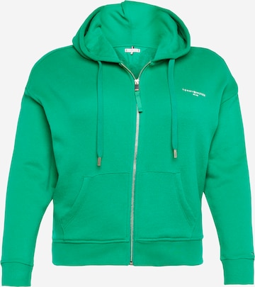 Tommy Hilfiger Curve - Sudadera con cremallera en verde: frente