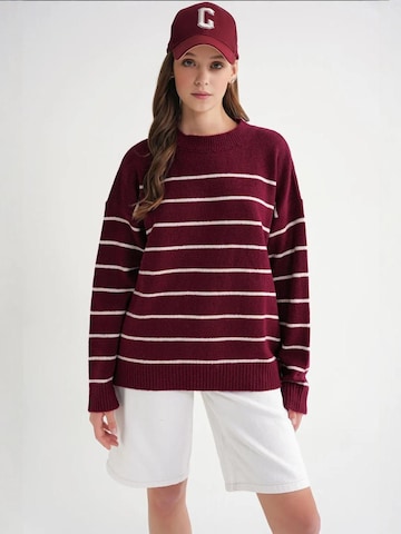 Pull-over oversize MixRay en rouge : devant