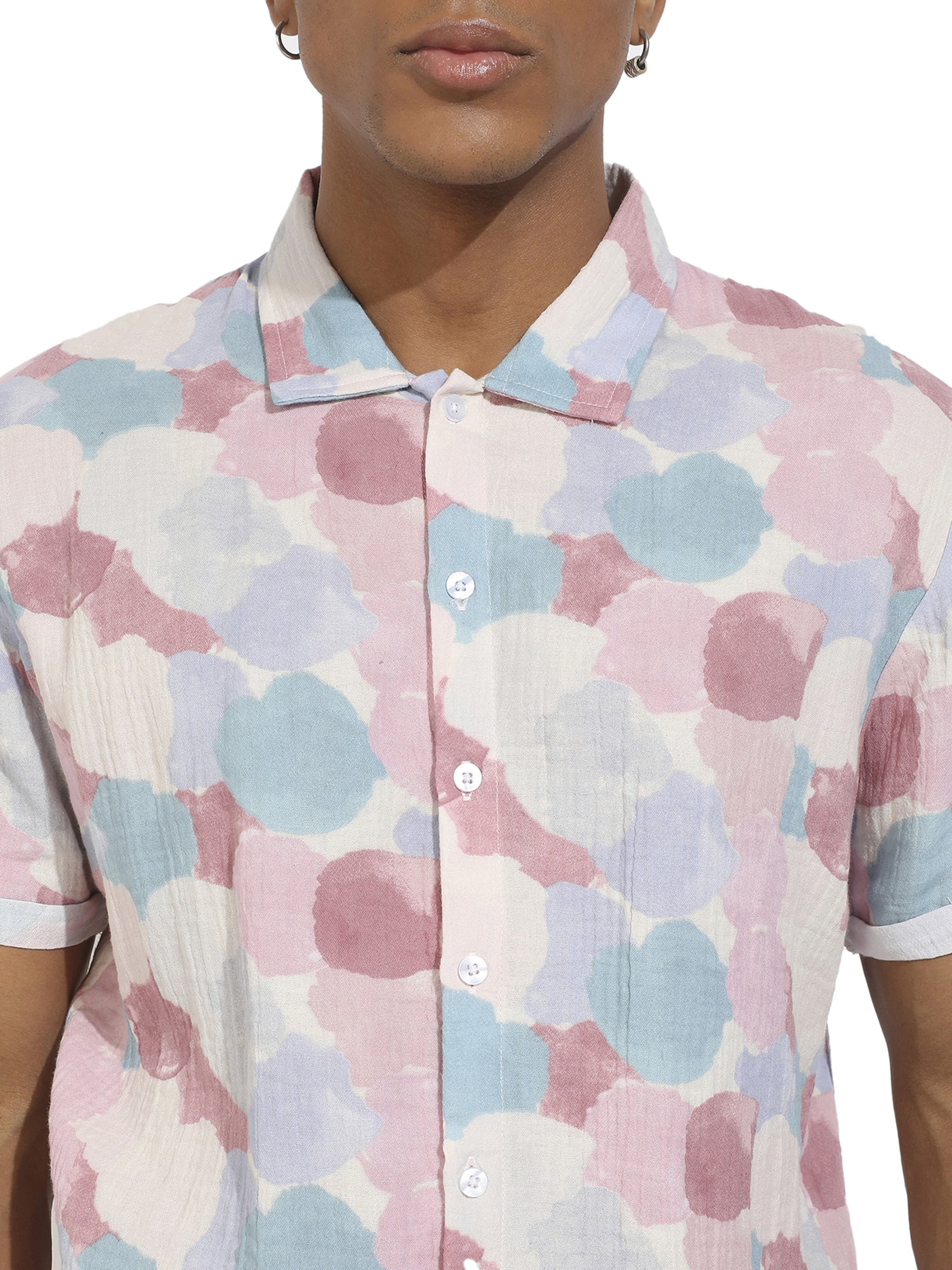 Campus Sutra Классический крой Рубашка 'Miles' в Ярко-розовый