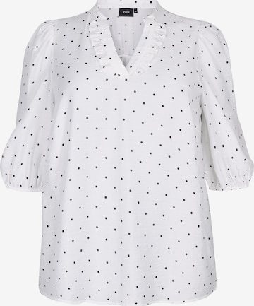 Zizzi - Blusa 'Ehuixi' en blanco: frente