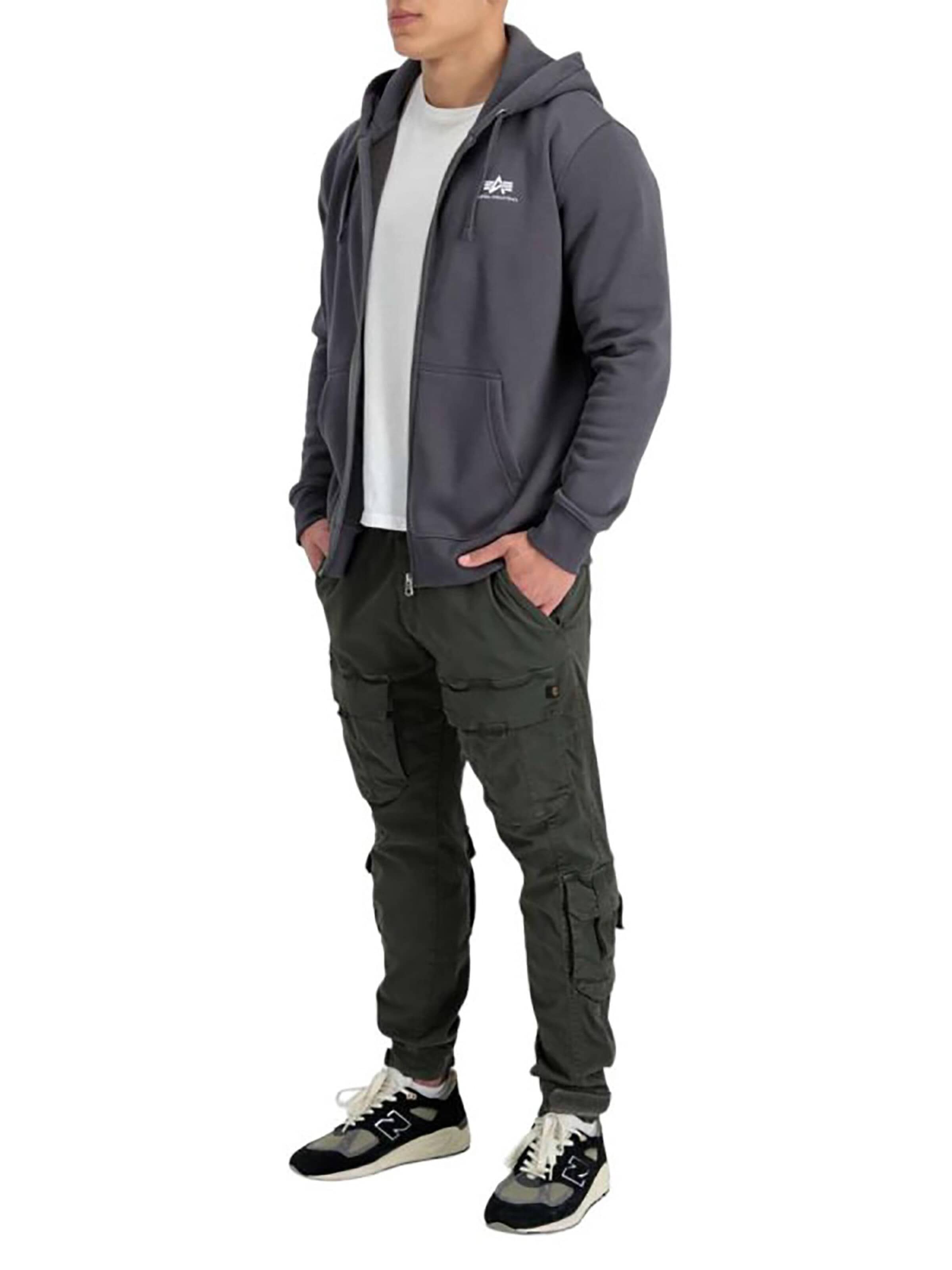ALPHA INDUSTRIES Zip-Up Hoodie 'Basic Zip' in Grey