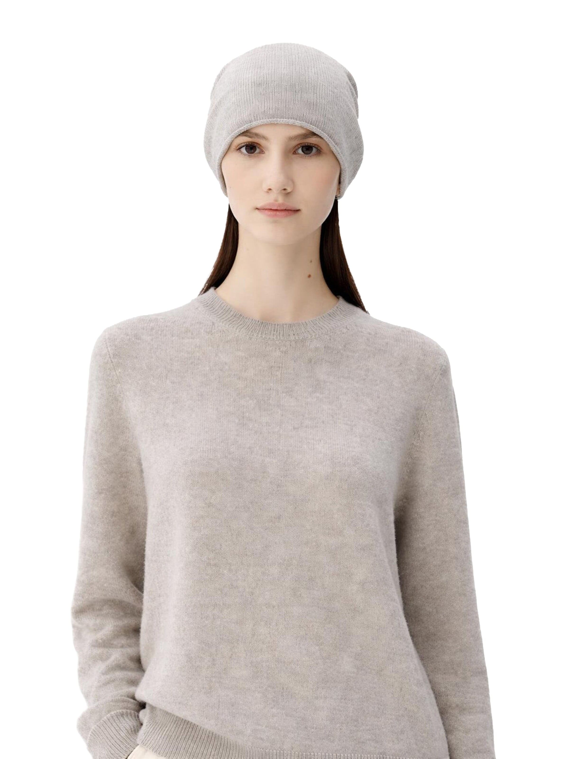 GOBI Cashmere - Jersey 'Cashmere Hat & Sweater Set' en gris: frente