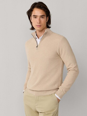 Hackett London Trui 'HONEYCOMB' in Beige: voorkant