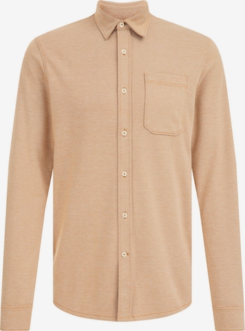 WE Fashion Regular fit Button Up Shirt in Brown: front