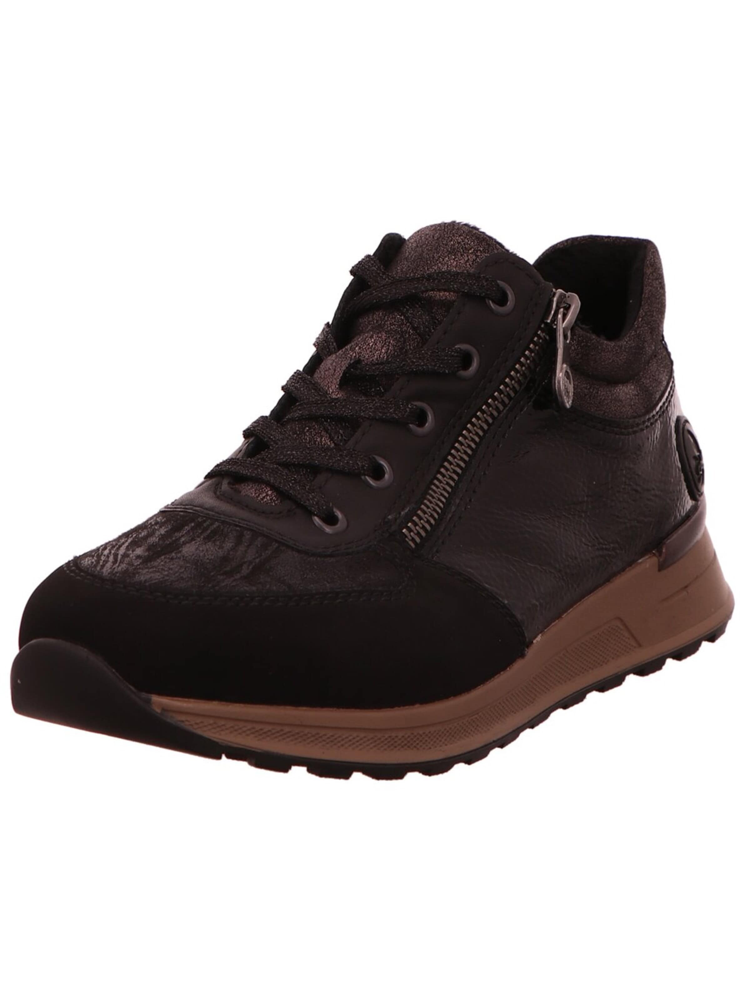 Rieker - Zapatillas deportivas altas 'Schnürschuh Damen N1407-00 Leder-Mix in schwarz' en marrón: frente