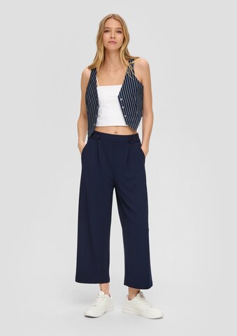 QS Wide leg Pleat-Front Pants in Blue