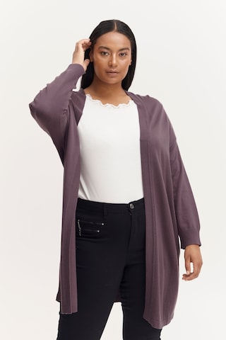 Fransa Curve Knit Cardigan 'BLUME' in Purple: front