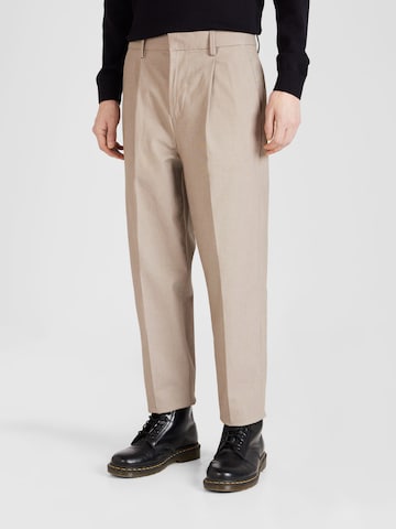 SELECTED HOMME regular Bukser med lægfolder 'TORINO' i beige: forside