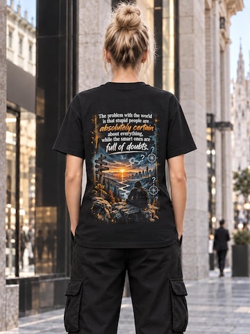 LUNØIR Studio Shirt 'Full of Doubts EN'‌‌‌‌‌‌‌ in Schwarz
