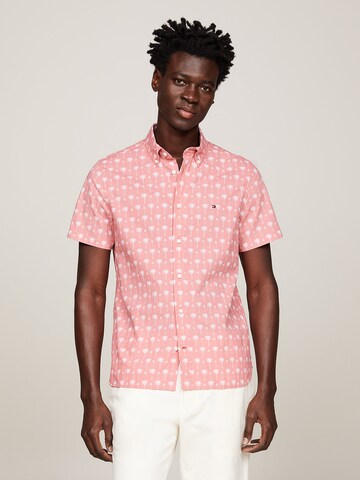 TOMMY HILFIGER Slim Fit Hemd 'Palm Print' in Pink: predná strana