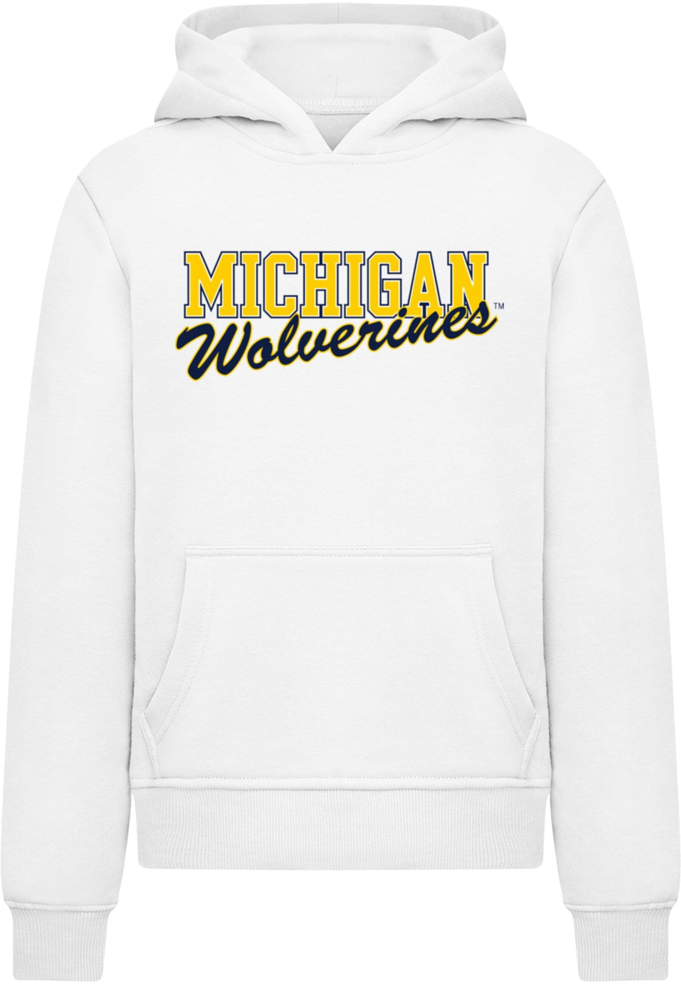 Merchcode Sweatshirt 'Michigan Wolverines' in Weiß: Vorderseite