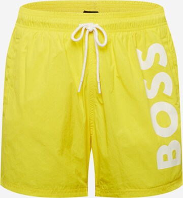 BOSS Badshorts 'Octopus' i gul: framsida