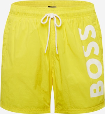 BOSS Black - Calções de banho 'Octopus' em amarelo: frente