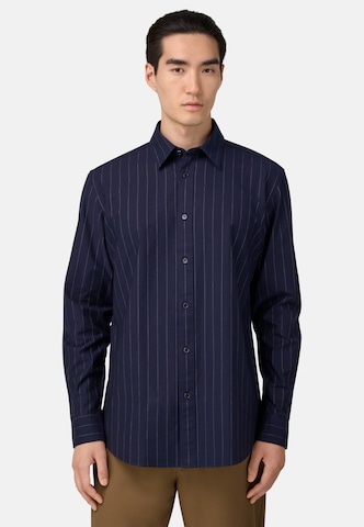 Boggi Milano Regular fit Overhemd in Blauw: voorkant