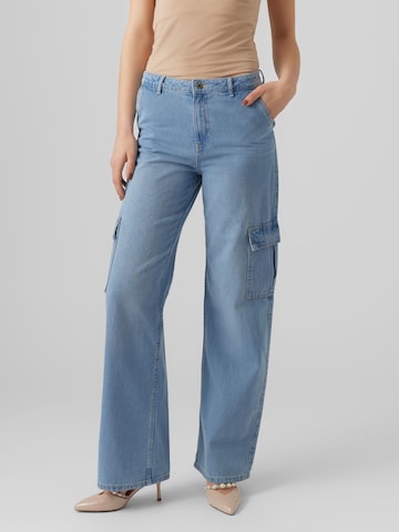 VERO MODA Regular Cargojeans in Blauw: voorkant