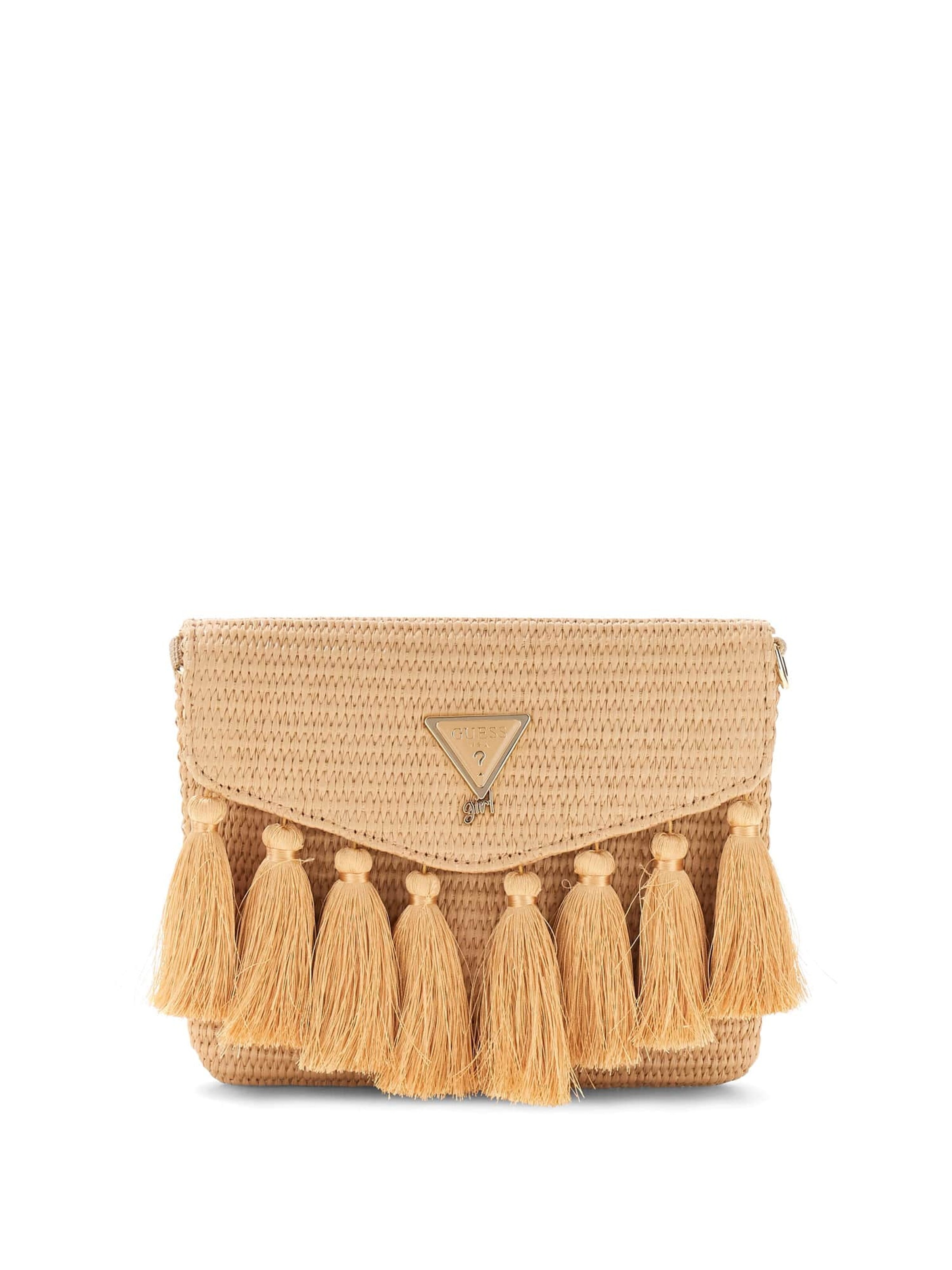 GUESS Shoulder Bag 'Raffia' in Beige: front