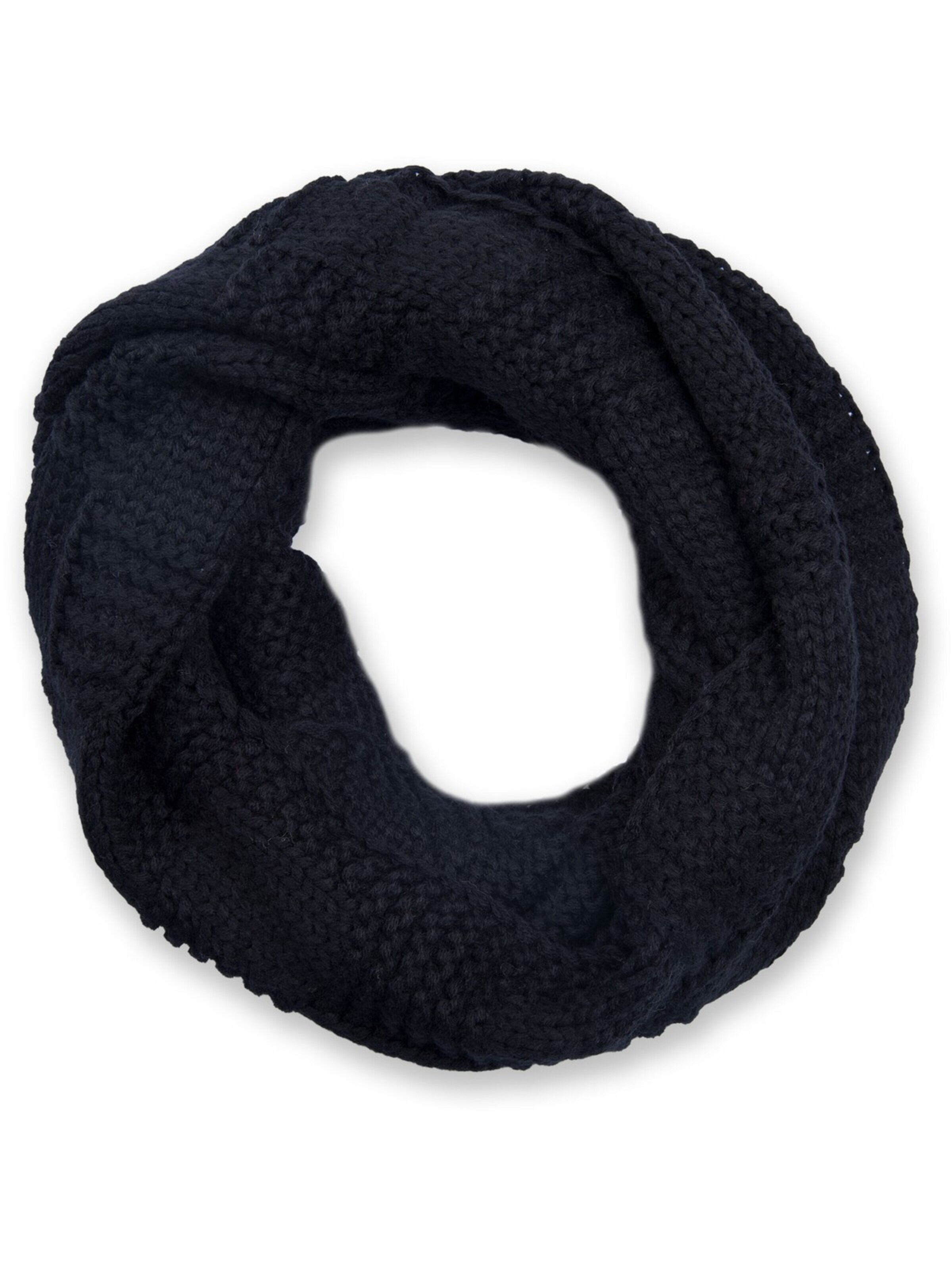 styleBREAKER Schlauchschal 'Feinstrick Loop mit Patentmuster'‌‌‌‌‌‌‌‌ in Schwarz: Vorderseite